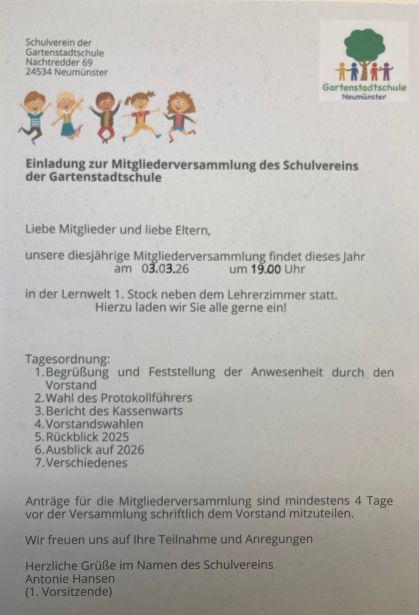Einladung Schulverein